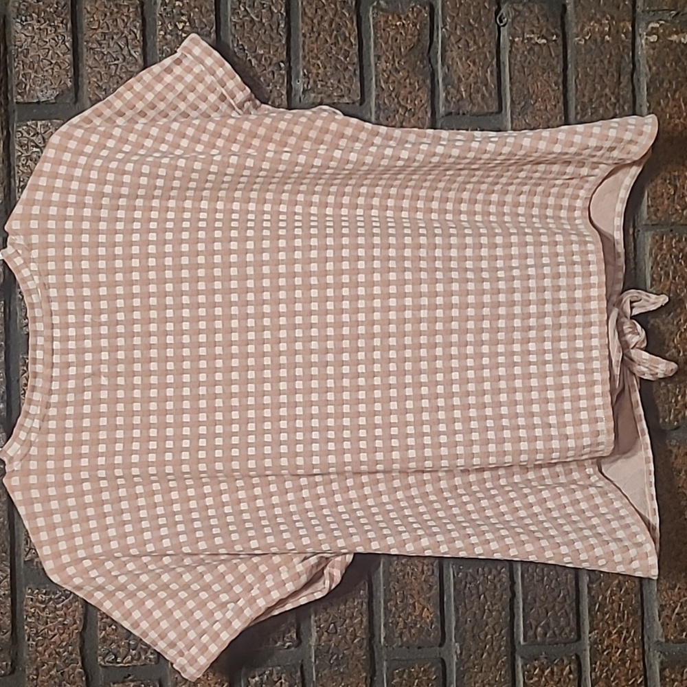 Lou & Grey For Loft, L, Women's Checkered Top - Beige and Cream - Picture 3 of 4